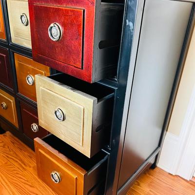 9 Drawer Multi Colored Accent Table