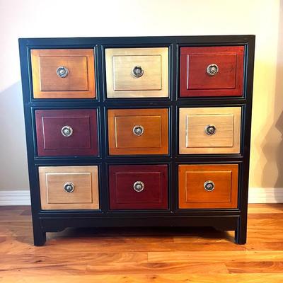 9 Drawer Multi Colored Accent Table