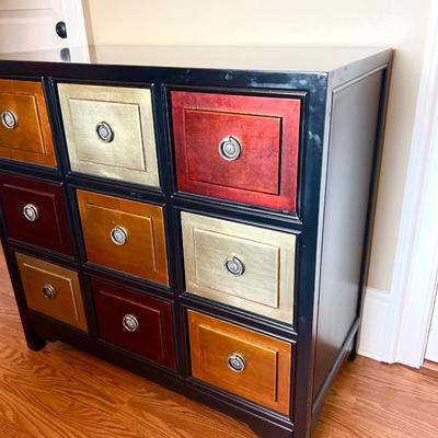 9 Drawer Multi Colored Accent Table