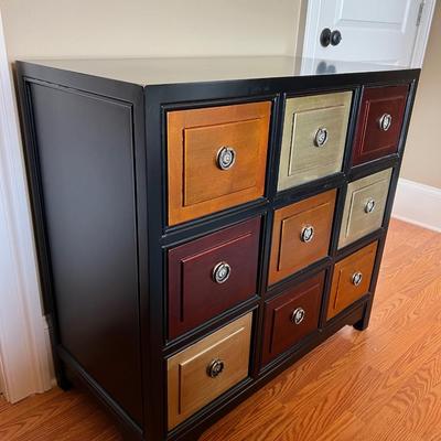 9 Drawer Multi Colored Accent Table