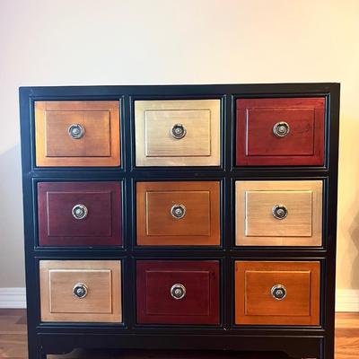 9 Drawer Multi Colored Accent Table
