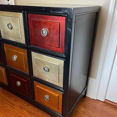 9 Drawer Multi Colored Accent Table