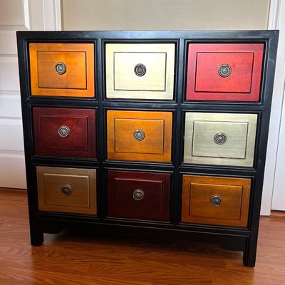 9 Drawer Multi Colored Accent Table