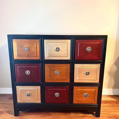 9 Drawer Multi Colored Accent Table