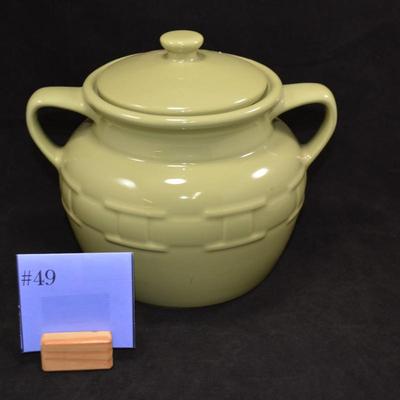 Sage Longaberger Pottery Woven Traditions Green Cookie Jar 8.5