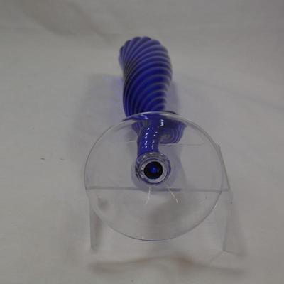 Twisted Blue Glass Vase 15.5"