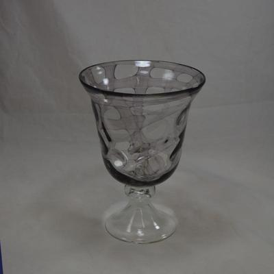 Clear & Lavender Lattice Pattern Vase  10x7.5