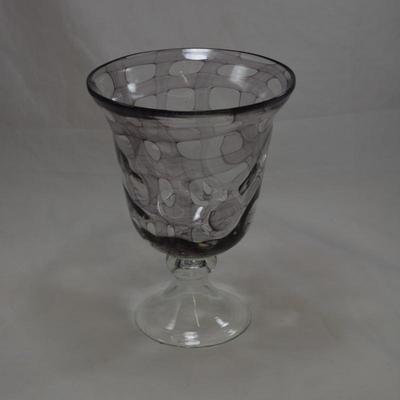 Clear & Lavender Lattice Pattern Vase  10x7.5