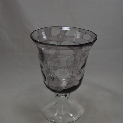 Clear & Lavender Lattice Pattern Vase  10x7.5