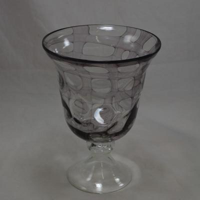 Clear & Lavender Lattice Pattern Vase  10x7.5