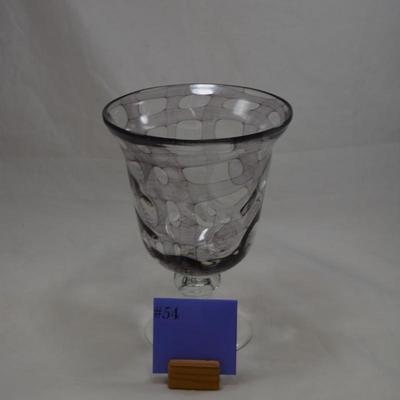 Clear & Lavender Lattice Pattern Vase  10x7.5