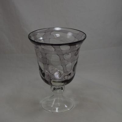 Clear & Lavender Lattice Pattern Vase  10x7.5