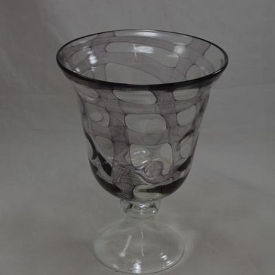 Clear & Lavender Lattice Pattern Vase  10x7.5