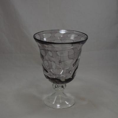Clear & Lavender Lattice Pattern Vase  10x7.5