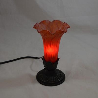 Small Red Flower D=Shade Bed Side Lamp 8"