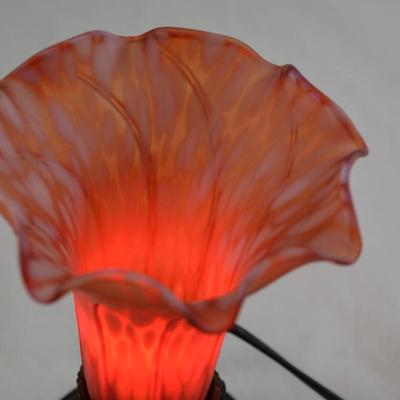 Small Red Flower D=Shade Bed Side Lamp 8"