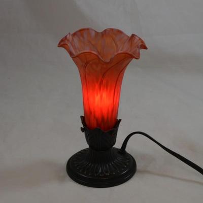 Small Red Flower D=Shade Bed Side Lamp 8"
