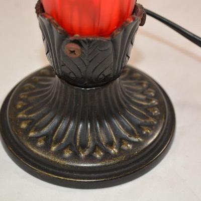Small Red Flower D=Shade Bed Side Lamp 8"
