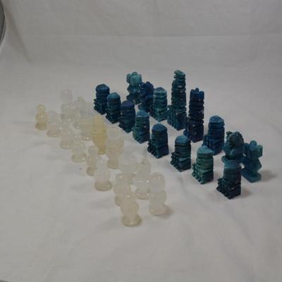 Quartz & Agate Chess Pieces and Board