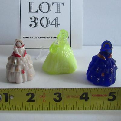 Lot 304:  Lot of 3 Older Boyd Glass Dolls, 2 Hand Painted