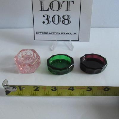 Lot 308:  3 Older Glass Open Salt Dips
