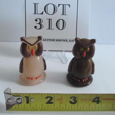Lot 310:  2 Older Hand Painted Boyd Glass Owls