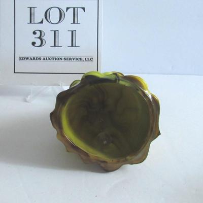 Lot 311:  Older Boyd Glass Yellow and Brown Slag Lady Bell
