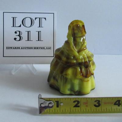 Lot 311:  Older Boyd Glass Yellow and Brown Slag Lady Bell
