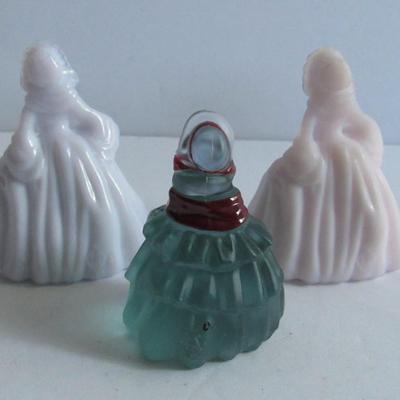 Lot 313:  3 Older Boyd Glass Girl Dolls, 1 Hand Painted
