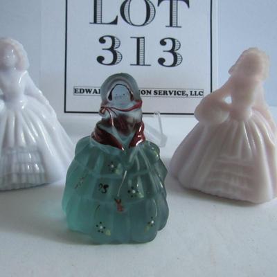 Lot 313:  3 Older Boyd Glass Girl Dolls, 1 Hand Painted