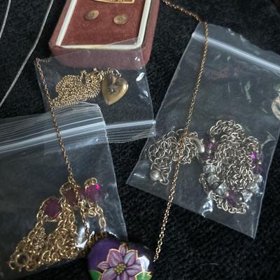 Gold tone jewelry, pins & earrings