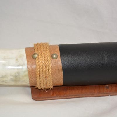 Vintage Texas Longhorn Steer Bull Horns, Mounted & Leather Wrapped 30.25" Wide