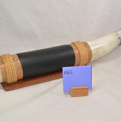 Vintage Texas Longhorn Steer Bull Horns, Mounted & Leather Wrapped 30.25" Wide