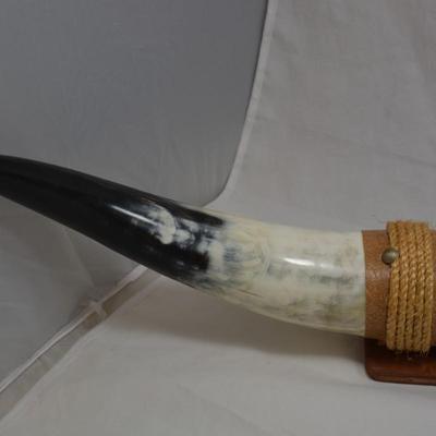 Vintage Texas Longhorn Steer Bull Horns, Mounted & Leather Wrapped 30.25" Wide