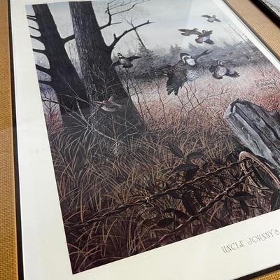 Uncle Johnny's Covey (Quail) Signed Artist Copy of a print Framed