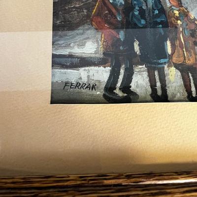 Framed and Matted English Street Scene by Ferrer