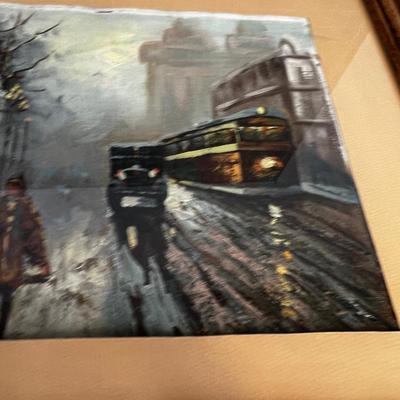 Framed and Matted English Street Scene by Ferrer