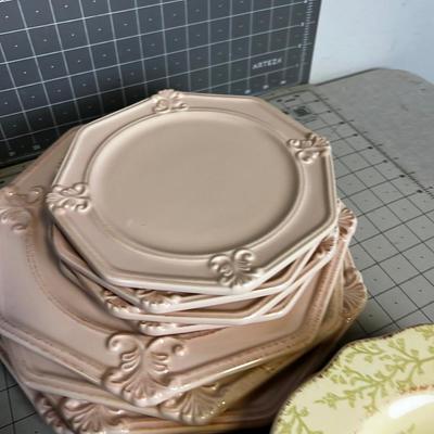 Mixed Lot of Colored Stoneware Dishes 