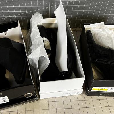 3 Pair of new BLACK Shoes, all  size 7-1/2