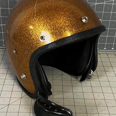 Vintage Metallic Gold Motorcycle Helmet Size Small 