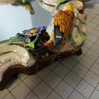 Antique Porcelain Meissen Mirror w/ Birds and Cherubs