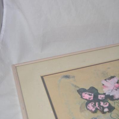 Vintage 1978 Signed S. Stewart Floral Wall Art, Framed & Matted
