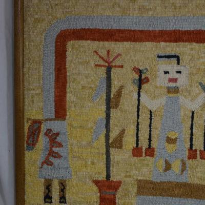 Stunning Vintage NAVAJO Hooked Rug Framed Wall Art