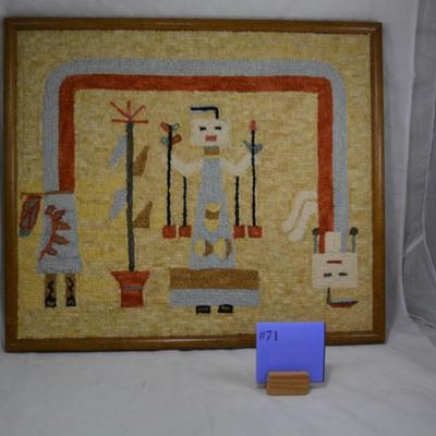 Stunning Vintage NAVAJO Hooked Rug Framed Wall Art