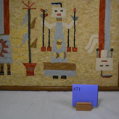 Stunning Vintage NAVAJO Hooked Rug Framed Wall Art