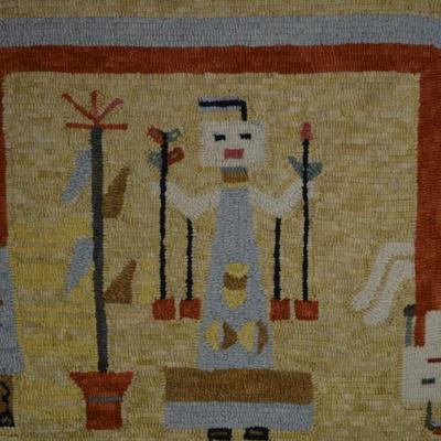 Stunning Vintage NAVAJO Hooked Rug Framed Wall Art