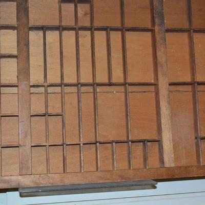 Antique Wooden Type-Set Drawer/Knick Knack Shelf As Is 32.25x16.5