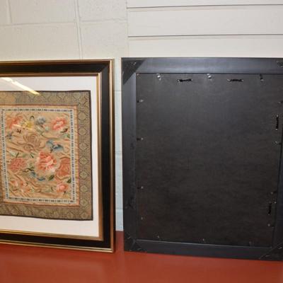 Set of 2 Vintage/Antique Chinese Floral Silk Embroidery, Framed & Matted