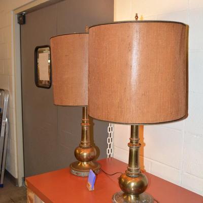 Matching Brass STIFFEL End Table Lamps