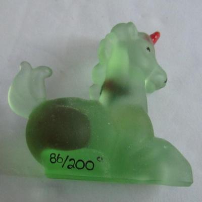 Lot 317:  Boyd Glass Small Unicorn, 86/200, and 2 Open Salt Dips